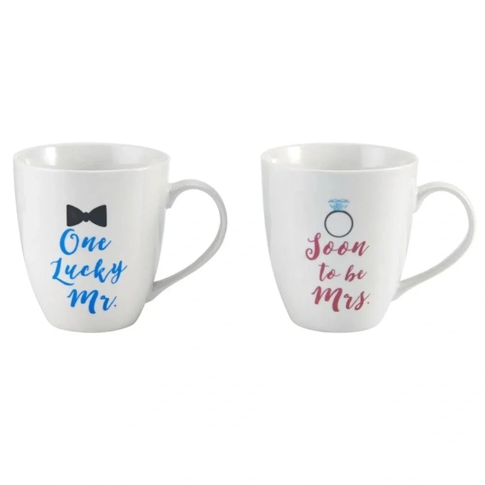 PFALTZGRAFF “SOON TO MRS” & “ONE LUCKY MR” MUG SET WEDDING ENGAGEMENT GIFT
